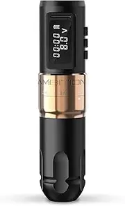 Ambition MARS-U Wireless Tattoo Machine with Adjustable Stroke - Rotary Cartridge Tattoo Machine Pen with 1800mAh Power Coreless Motor Digital LED Display for Professional Tattoo Artist Gold
