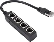 RJ45 Ethernet Splitter, RJ45 1 Male to 4 Female LAN Ethernet Cable Splitter, LAN Ethernet Socket Connector Adapter for All Networks, Homes and Offices