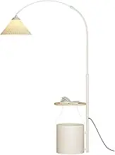 Indoor Floor Lamps Floor Lamp with Shelves, Mid Century Modern Standing Lamps, End Table with Lamp Attached for Living Room Bedroom Standing Lamp(Beige)