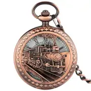 Antique Mechanical Pocket Watch with Fob Chain Train Design Case Unique Gifts