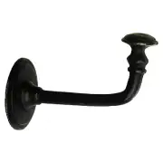 Pair Wall Mount Robe Bath Hook in Black Cast Iron Classic Style