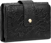 [SENDEFN] Women's Purse with RFID Protection, Women's Medium Leather Purse with Zip and Press Stud and Many Compartments