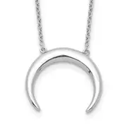 Sterling Silver Rhodium-Plated Moon W/ 2In Ext. Necklace