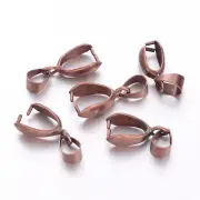 20pcs Red Copper Brass Pinch Bails Ice Pick Smooth Pendant Charm Holders 20x7mm