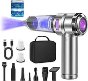 Car Vacuum Cleaner with Icky Gel Cleaner | 22000PA High Power Mini Vacuum Cleaner | Portable Hand Held Vacuum Cordless | Rechargeable Compressed Air Duster for PC, Keyboard, Car and Home (Purple)