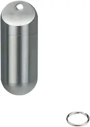 Small Keychain Pill Box, Pill Case for Travel Pocket Purse, Waterproof Pill Container Organiser with Keyring, Portable EDC Pill Holder for Outdoor/Daily/Emergency (Stainless Steel M)