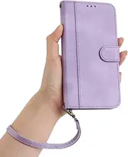 [PONRFEKT] for OnePlus 11 Case,Premium PU Flip Leather Wallet with Card Slots,Wristlet,Kickstand Shockproof Magnetic Closure Protective Phone Case Cover,Purple