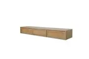 Floating Wall Mounted TV Stand Rattan Sliding Door Hover Entertainment Unit Oak