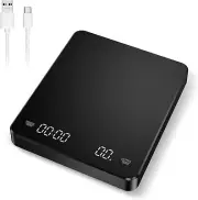 Mini Coffee Kitchen Scale with Timer, Rechargeable Coffee Scale Black 3kg / 0.1g