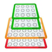 Set of 4 Reusable Silicone Macaron Baking Mats 0.75mm (2 Half Sheets and 2 Quart