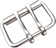 [Perfeclan] Fitness Belt Buckle Stainless Steel Double Prong Buckle for Leather Strap Heavy Duty Rectangle Strap for Apparel Pants