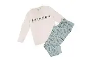 Friends Womens/Ladies Logo Long-Sleeved Long Pyjama Set (Pink/Grey/Black) (M)