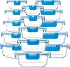 30-Piece Borosilicate Glass Meal Prep Containers with Airtight Snap Lock Lids