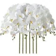 FagusHome 32" Artificial Phalaenopsis Flowers 6 Pcs Artificial Orchid 白色