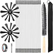 Junhui Stove Pipe Brush, Chimney Brush, Chimney Brush Rod Set with 18 Flexible Rods 410 mm + 2 Brushes Diameter 200 mm + Wooden Brush + Accessories, Chimney Cleaning Set for Fireplace Air Conditioning