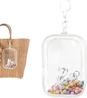 Clear Pouch Keychain, Small Doll Storage Bag with Keychain, Clear Doll Display Case Keychain for Small Figures, Waterproof Doll Bag Keychain Charm with Ball