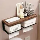 Toilet Storage Rack Walnut Roll Paper Holder Toilet Paper Towel Holder Toilet