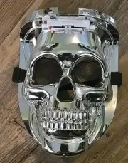 Silver Light Up LED Smiling Skeleton Skull Mask Halloween Costume Accessory
