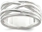 [JewelryWeb] 925 Sterling Silver Solid Polished 5 Band Intersecting Ring-Band Style-Ring for Women and Men