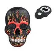 NEW! Flames Fire Skull DOD 10842 Fridge Magnet Black Bottle Opener Beer Gift