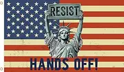 WENWELL Resist Flag Tapestry,Hands Off Protest American Flag, Statue of Liberty Design, 3x5 Feet, Polyester with Grommets