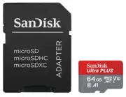 Sandisk Ultra Plus MicroSDXC UHS-I Card with Adapter 64GB Speed up to 130MB/S