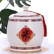 Rice Bucket, Ceramic Rice Bucket, Ceramic Rice Jar, Sealed Rice Storage Jar, Rice Container, Grain Dispenser Container, Large Capacity(33.5 * 32.5cm)