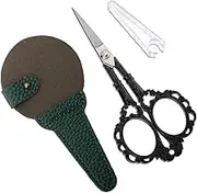 YOUGUOM Small Sewing Scissors, Crochet Scissors Threading Knitting Shears with Case for Craft Artwork Needlepoint, Black Little Embroidery Snips