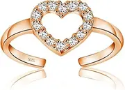 [Hoops & Loops] Sterling Silver Cubic Zirconia Heart Toe Ring