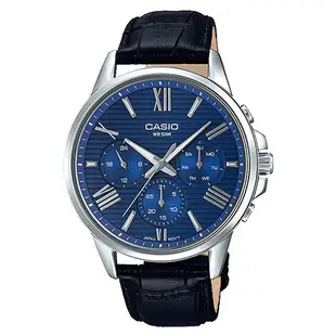 CASIO   MTP-EX300L-2A CASIO 時尚三眼男錶 皮革錶帶 MTP-EX300L 國隆手錶專賣店