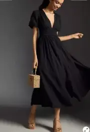 Anthropologie The Katerina Lurex Button-Front Dress Size L