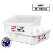 12 x A4 Plastic Organizer Baskets Paper Storage Office Document Bin Holder White