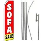 Sofa Sale Red / White / Yellow Swooper Flag & 16ft Flagpole Kit/Ground Spike