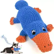 Squeaky Plush Dog Toy for Aggressive Chewers, Tough Stuffed Platypus for Large D