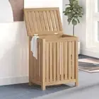 Solid Wood Teak Wash Bin Hamper Clothes Basket Storage Rack Storage Clothes
