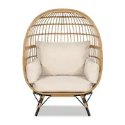 Bernice PE Wicker Egg Chair with Legs - Light Brown