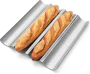 Baguette Bread Pan, Premium Nonstick Perforated Baguette Pan for French Bread Baking, 4 Loaves Baguette Baking Tray for Sourdough, XICEN Italian Bread, Perfect Creating Crisp Golden-Brown Crust