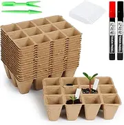 Chovbe Seed Starter Tray Kit - 240 Cells Seedling Trays with Plant Labels, Biodegradable Planting Pots for Seed Germination - Perfect for Transplanting & Seed Starting
