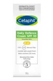 Cetaphil UVA/UVB Daily Defence Cream SPF 50 Daily Facial Moisturiser 50mL