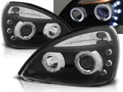 For RENAULT Clio II Headlight Headlamps 2001-2005 Angel Eyes Black LHD