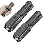 2 Pack Super-Bright 990000LM LED Tactical Flashlight Zoom Torch