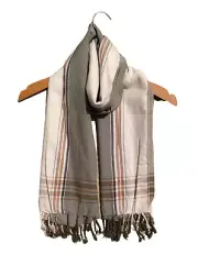Kikoi Vibrant Gift 100% Cotton Ethnic Tassels Scarf Beach Wrap Kenya Made Khaki