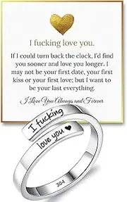 [Project Hope Rings] Hope Rings - I F♡cking Love You Ring - Adjustable Silver Promise Ring - 304 Stainless Steel Rings for Women