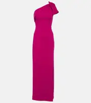 [Roland Mouret] Roland Mouret Bow-detail one-shoulder cady gown AU 6 purple