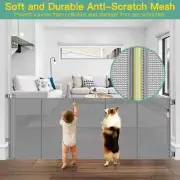 Extra Wide Retractable Dog Gate 60" Indoor Pet Safety Mesh Barrier Gray