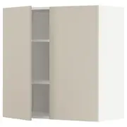 METOD wall cabinet with shelves/2 doors, white/Havstorp beige, 80x37x80 cm