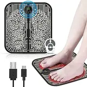 Foot Massager Mat, Upgraded Remote Control Model Foot Stimulator,Improve Circulation,Muscle Relaxation,Portable & Rechargeable Feet Massager Pad with 10 Modes &39 Levels (Black)