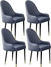 Dining Room Furniture Kitchen Dining Room Chairs Set of 4 Super Fiber Leather Living Room Chairs Wooden Legs Backrest Chair for Kitchen Dining Bedroom(Blue)