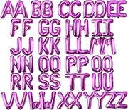 [52 PCS] 16" Foil Purple Letter Balloons 2 Sets of A-Z, Mylar Aluminum Hanging Alphabet for Romance Valentine's day Graduation New Year eve Birthday Party Decorations