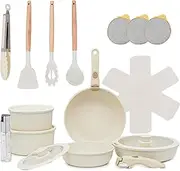 23-Piece Pots and Pans Set,Nonstick Cookware Professional Kitchen Set with Detachable Handles,Accessories (Spatula,Cloths) - Reinforced Aluminum for Gas/Induction/Oven 480°F